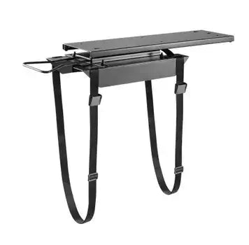 Adjustable pull-out rotatable CPU stand with straps for desktop, offering 360-degree access and easy installation.