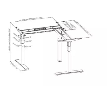 GetUpDesk Trio electric frame, grey