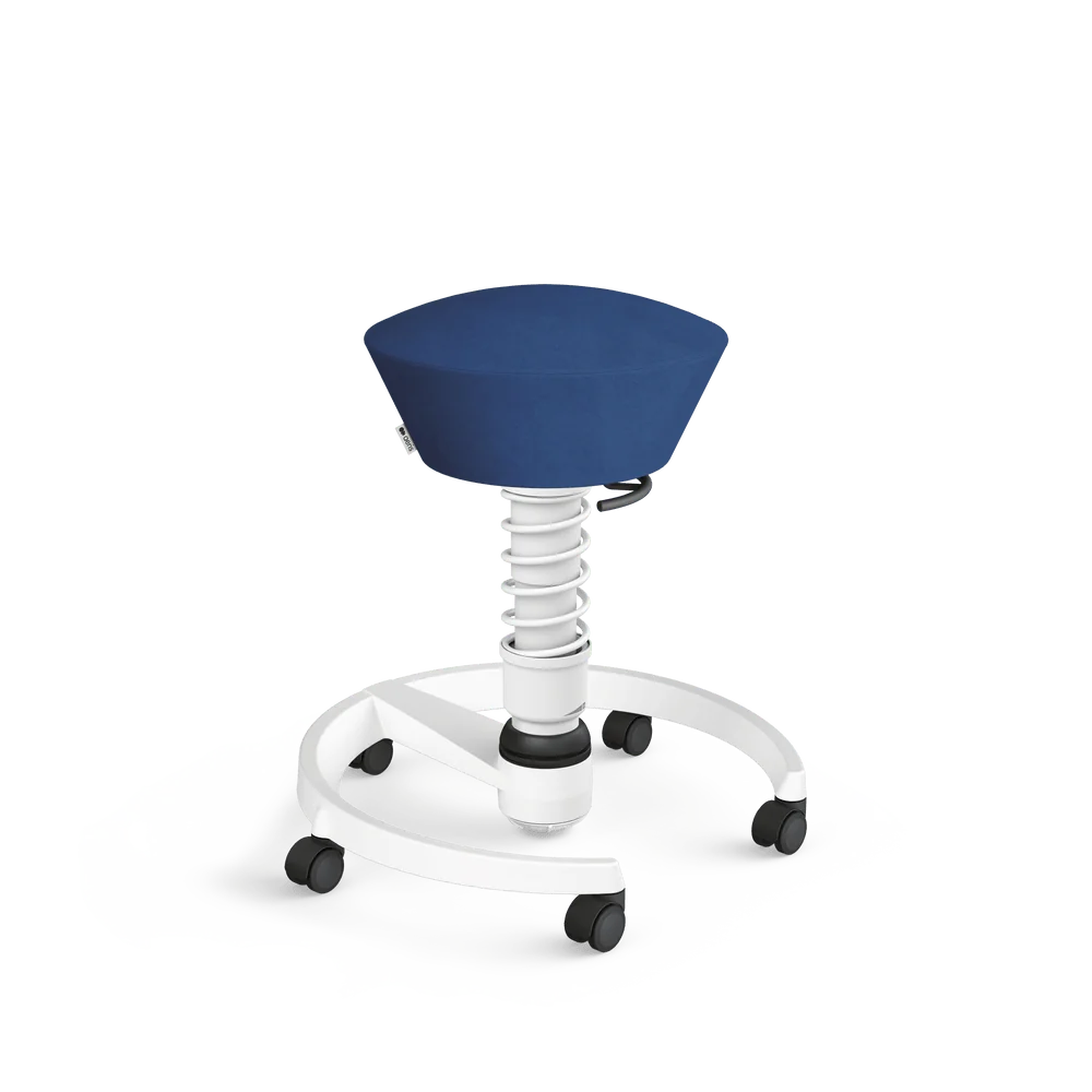 Swopper, blue Comfort microfibre, white frame, castors
