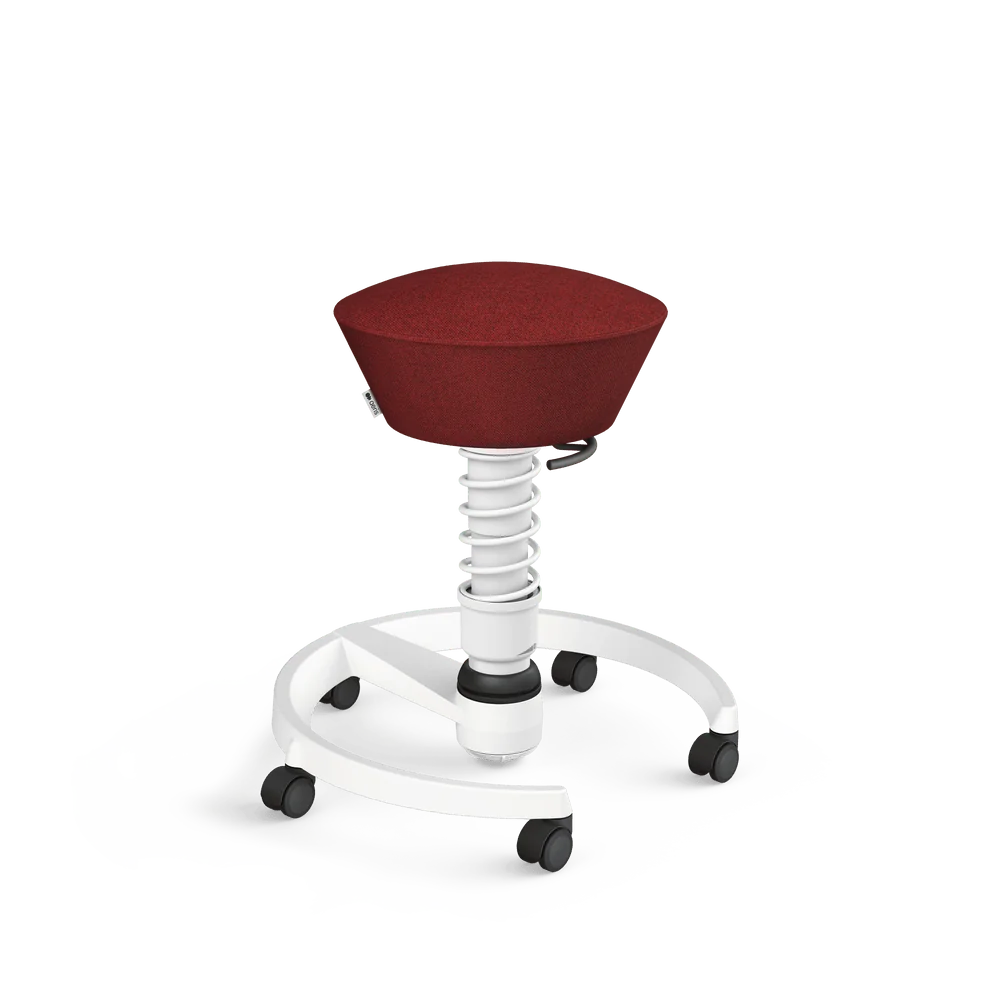 Swopper, dark red mélange Capture wool blend, white frame, castors