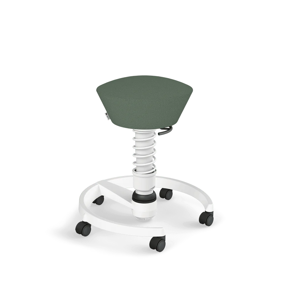 Swopper, pale green mélange Cura recycled polyester, white frame, castors