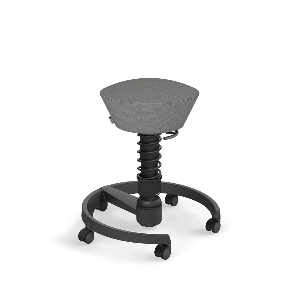 Swopper, light grey mélange Cura recycled polyester, black frame, castors