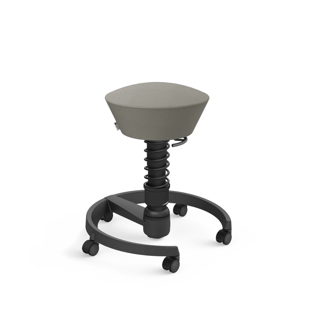 Swopper, grey Select wool blend, black frame, castors